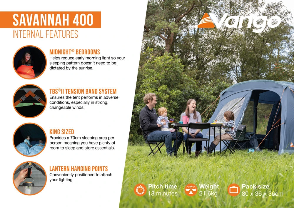 Vango Savannah 400 Tent Package With Footprint 2025 13 Vango Savannah 400 Tent Package With Footprint 2025 - Image 11