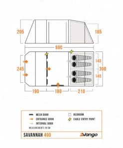 Vango Savannah 400 Tent Package With Footprint 2025 29 Vango Savannah 400 Tent Package With Footprint 2025 -Roadventure Gear Savannah400Floorplan LowRes