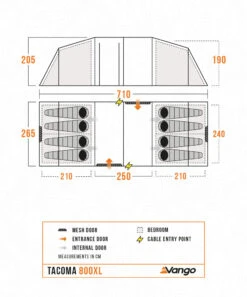 Vango Tacoma 800XL Tent Package -Roadventure Gear Tacoma800XLFloorplan LowRes