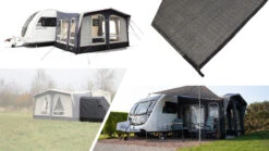 Vango Riviera Air Awning 390 Elements TC Package With Free Tall Annex Elements TC - Riviera, Caravan Awning Side Canopy And CP225 - Breathable Fitted Carpet - Riviera 390